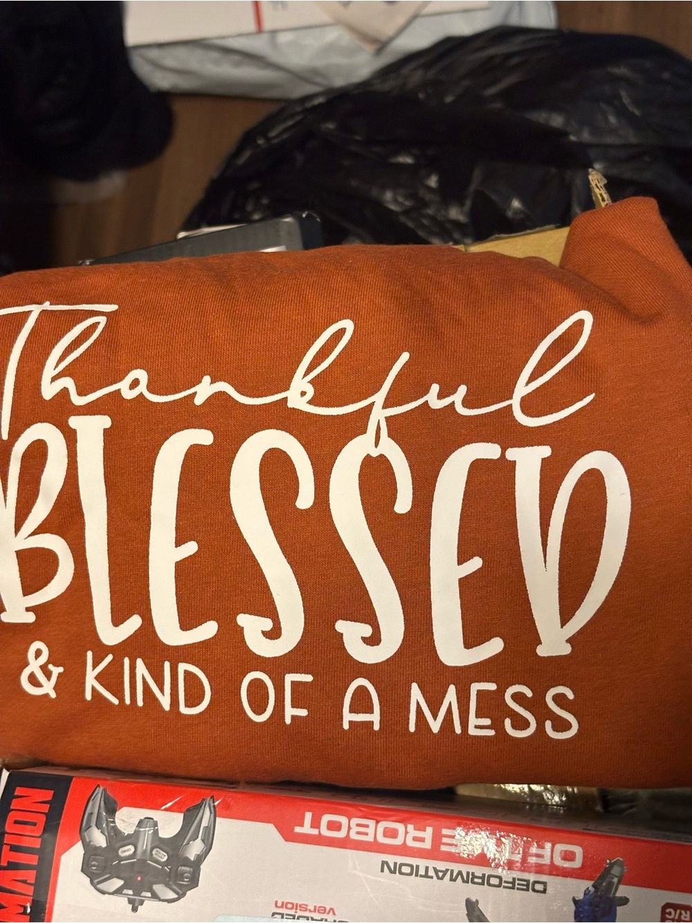 Rust colored Thankful Blessed Mess Sweatshirt L - Picture 6 of 6